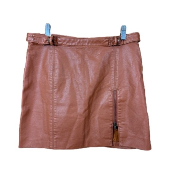 Free People Charlie Faux-Leather Mini Skirt in 'honey' Brown - Picture 3 of 4